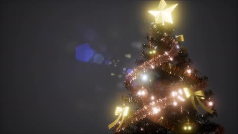 Fröhliche-Studioaufnahme-Eines-Weihnachtsbaums-Mit-Bunten-Lichtern